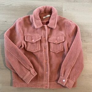 Pink Teddy snap-button jacket